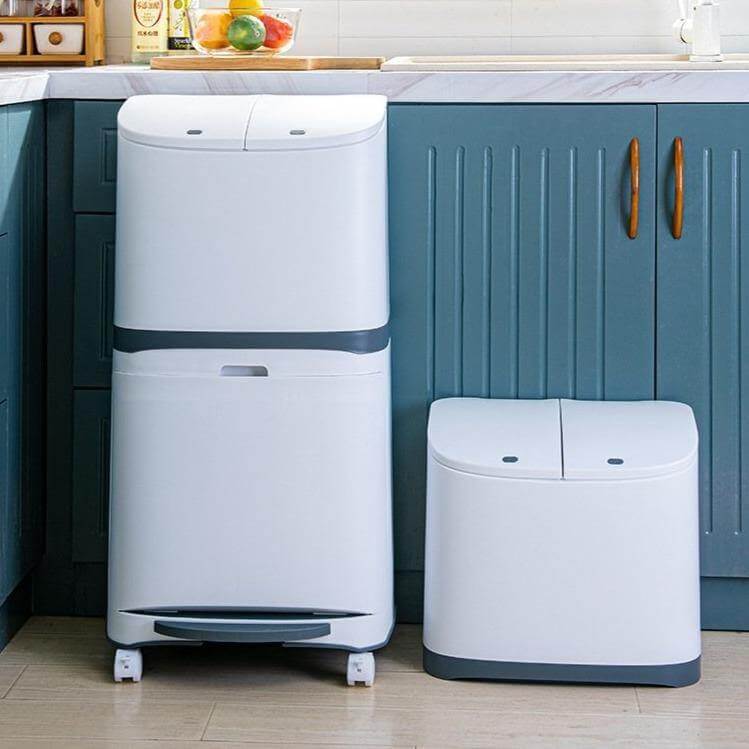Large Double-Layer Garbage Can with Wheel - Image 3