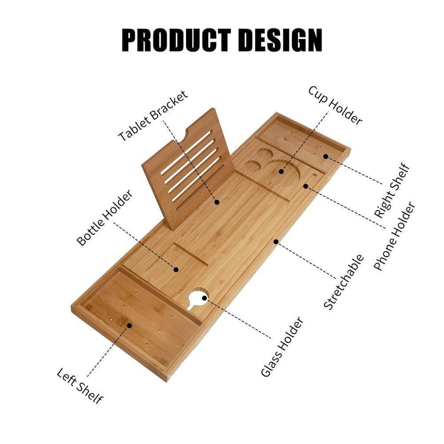 Extendable Bathtub Non-Slip Food Drink Tray - Image 8