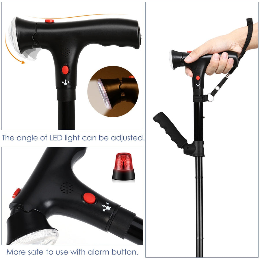 Safety Alarm Walking Telescopic LED Light Cane - Image 3
