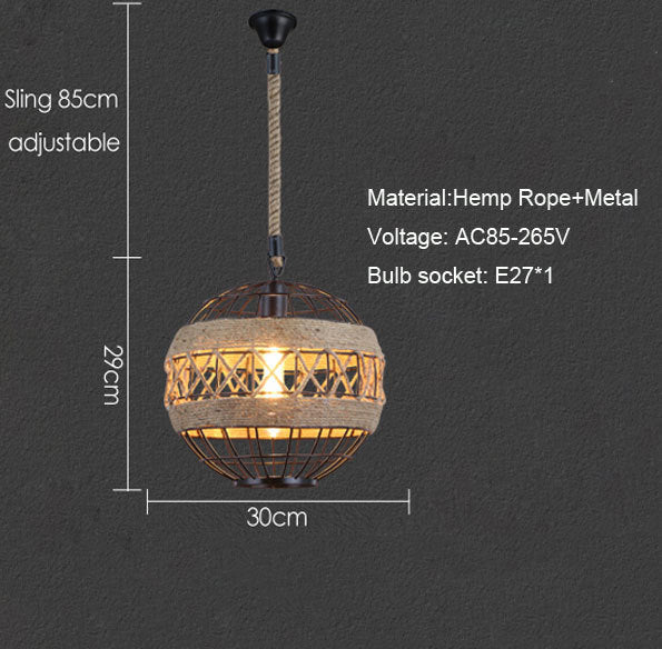 Minimal Natural Retro Rural Rope Ball Chandelier - Image 9