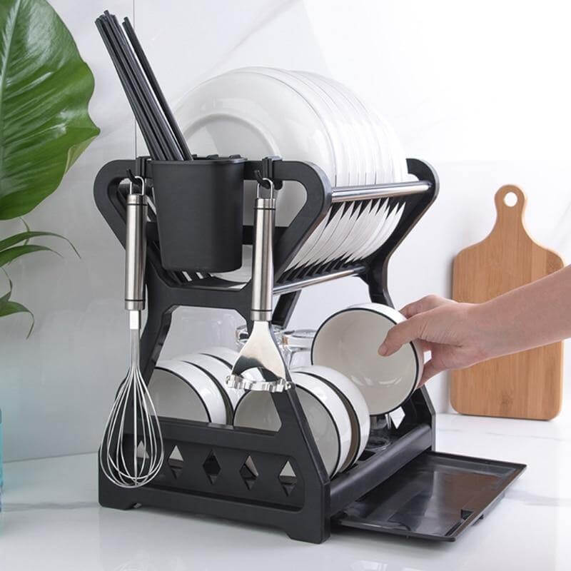 Double-layer Multifunctional Countertop Sink Dish Drying Rack - Image 0