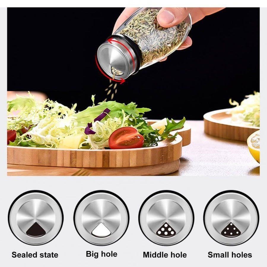 Smart Rotating Stainless Steel Glass Seasoning Set - Image 10