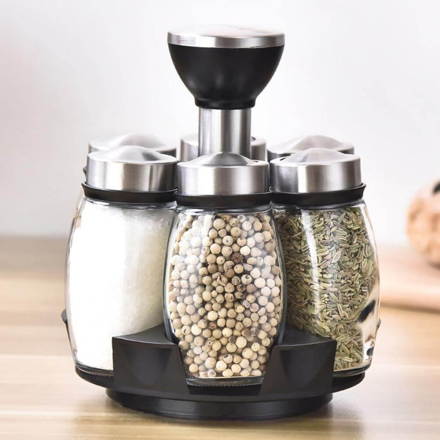 Smart Rotating Stainless Steel Glass Seasoning Set - Image 11