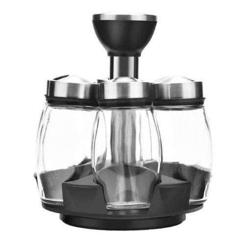 Smart Rotating Stainless Steel Glass Seasoning Set