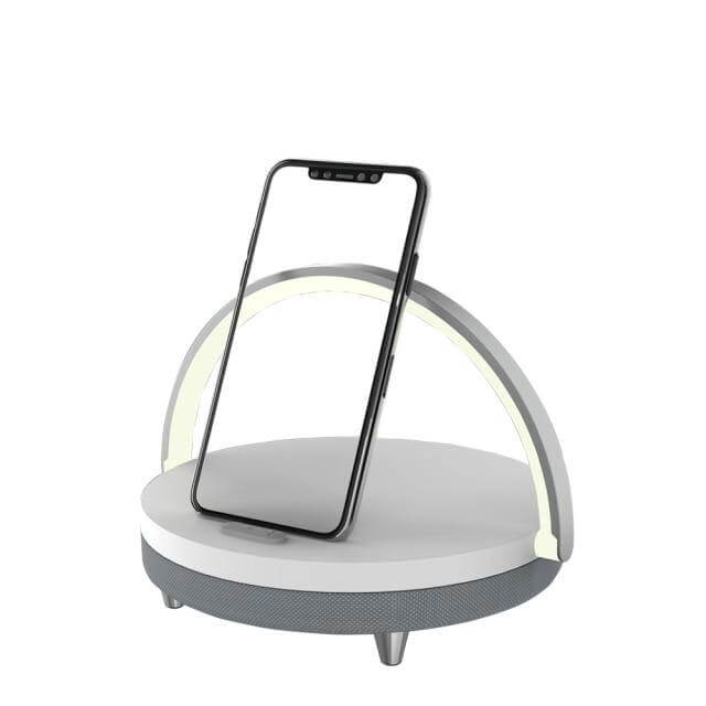 Wooden Base Wireless Charger Speaker Table Lamp - Image 7