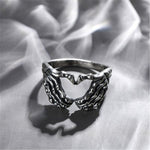 Retro Skull Heart Ring