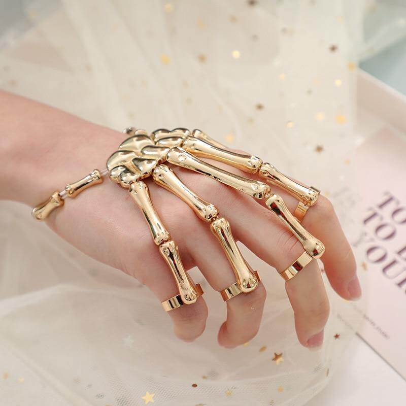Skeleton Punk Halloween Finger Bracelet - Image 1