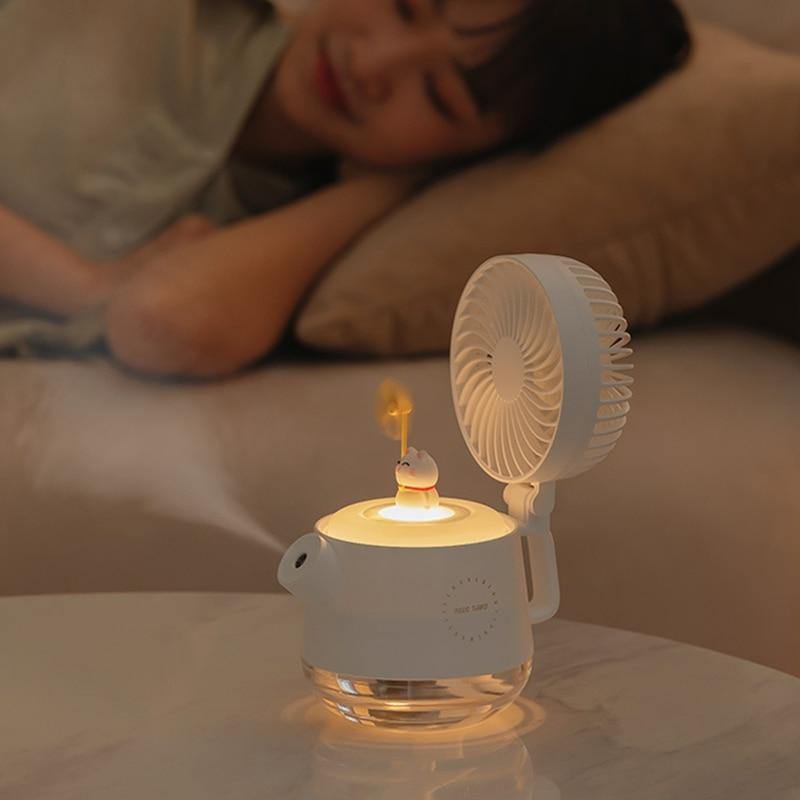 Portable Desktop Night Light Humidifier Fan - Image 0