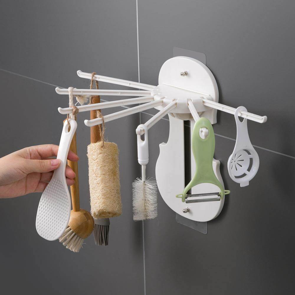 No-Drill Foldable Wall-Mounted Kitchen Storage Rack