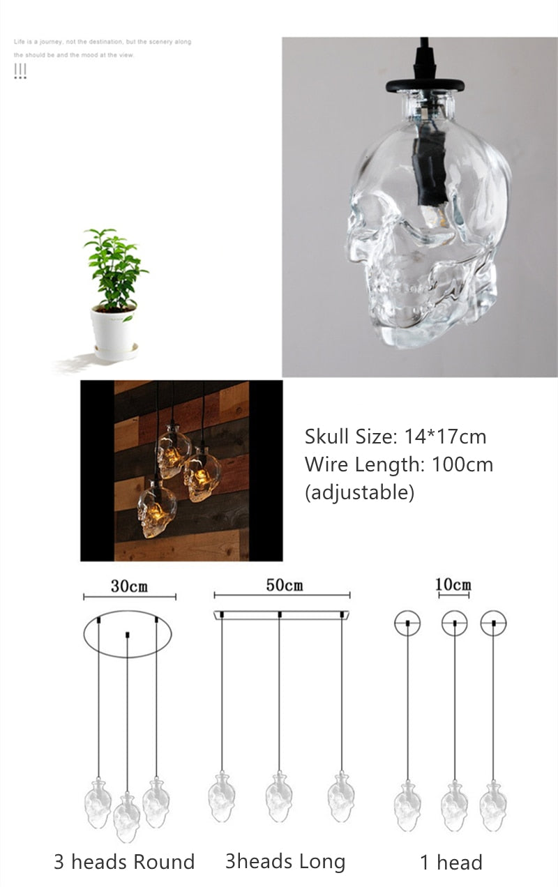 Retro Skull Glass Pendant Light - Image 14