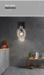 Retro Skull Glass Pendant Light