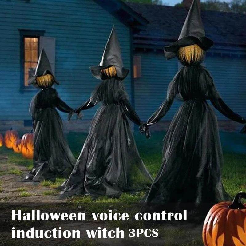 3Pcs Voice Control Halloween Witch Decoration Light Set