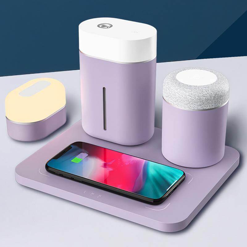 Wireless Charger Humidifier Bluetooth Speaker Night Lamp - Image 0