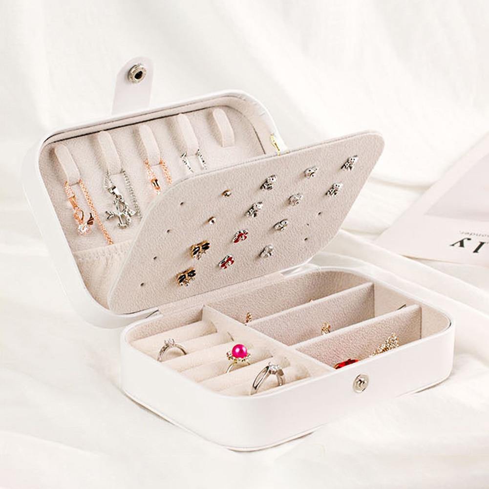 Double-Layer Leather Jewelry Organizer Box - MaviGadget