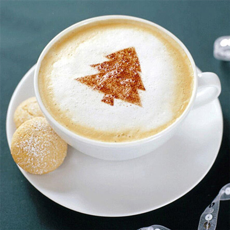 8Pcs Coffee Cake Decoration Stencil Molds - Image 1