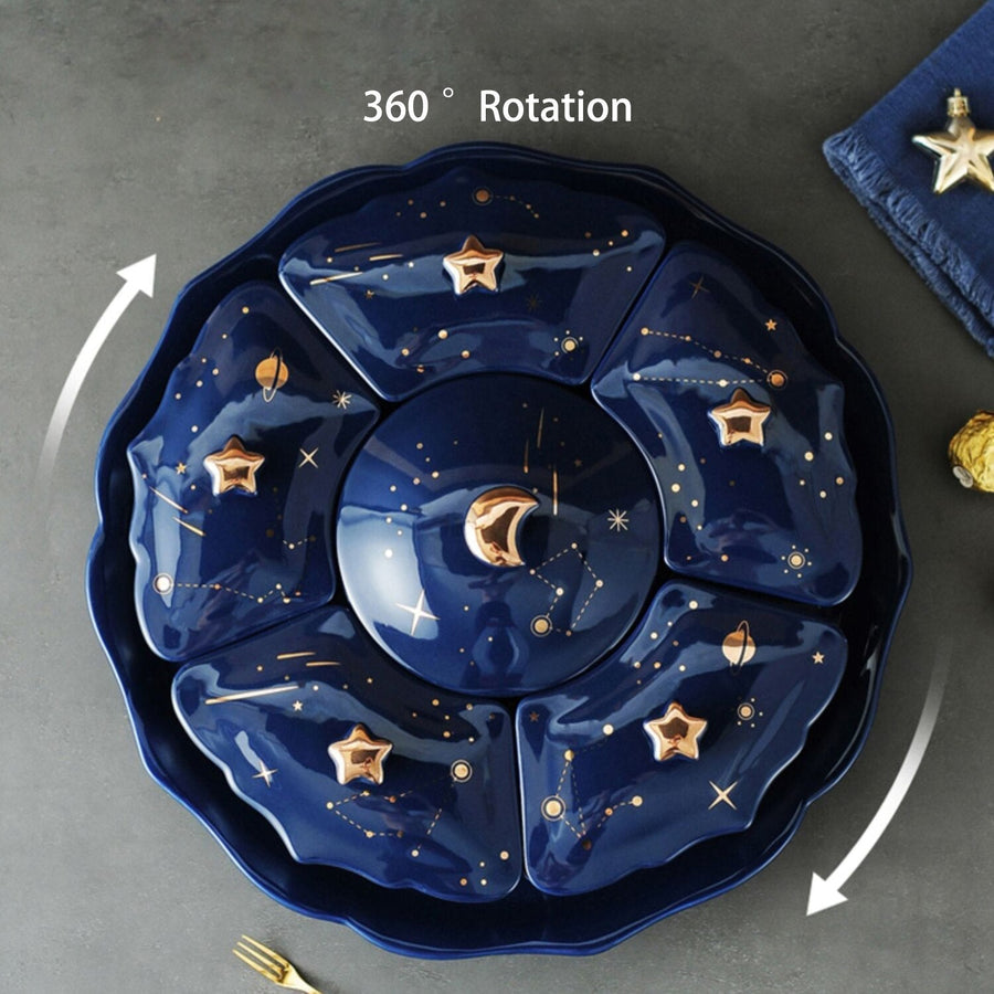 Night Sky Rotatable Ceramic Snack Plate - Image 4