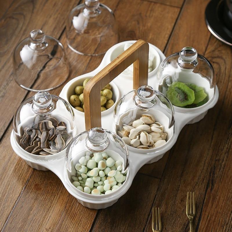 Ceramic Glass Lid Snack Plate - Image 0