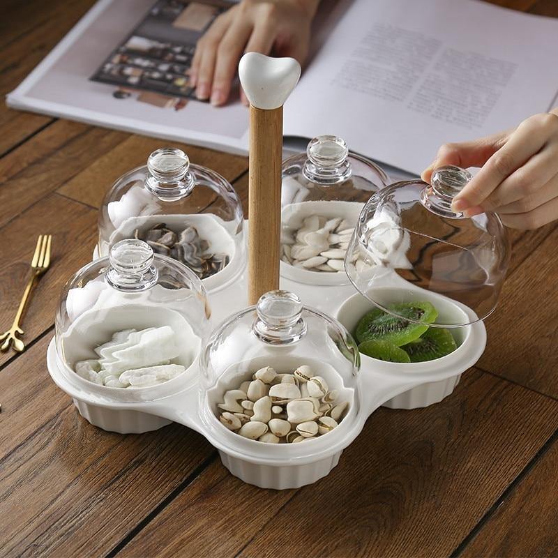 Ceramic Glass Lid Snack Plate - Image 4