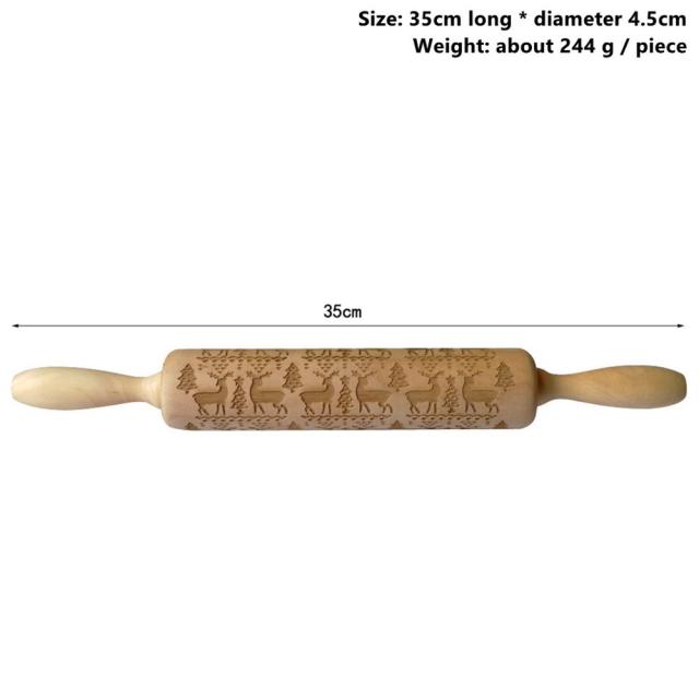 3D Wooden Christmas Rolling Pin