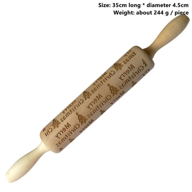 3D Wooden Christmas Rolling Pin