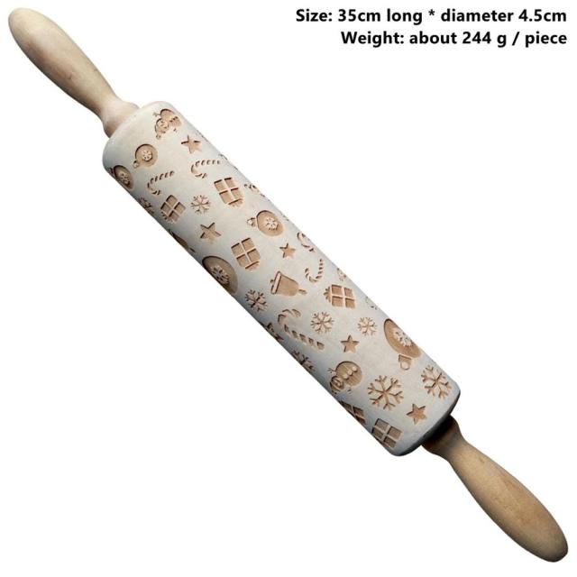 3D Wooden Christmas Rolling Pin