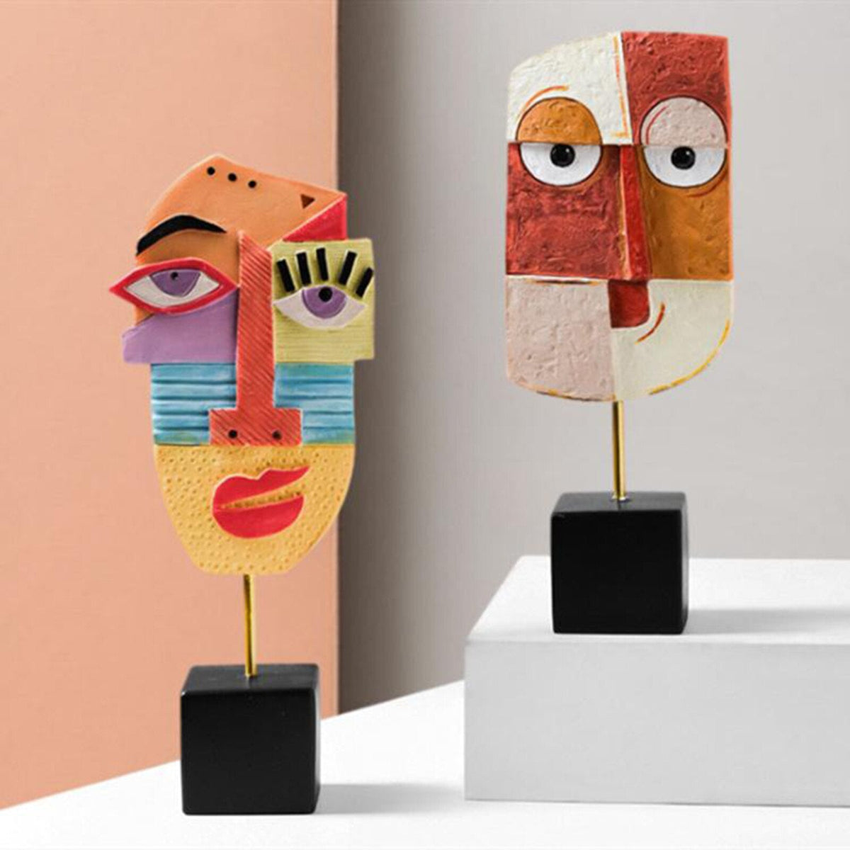 Abstract Pop Art Face Home Sculpture