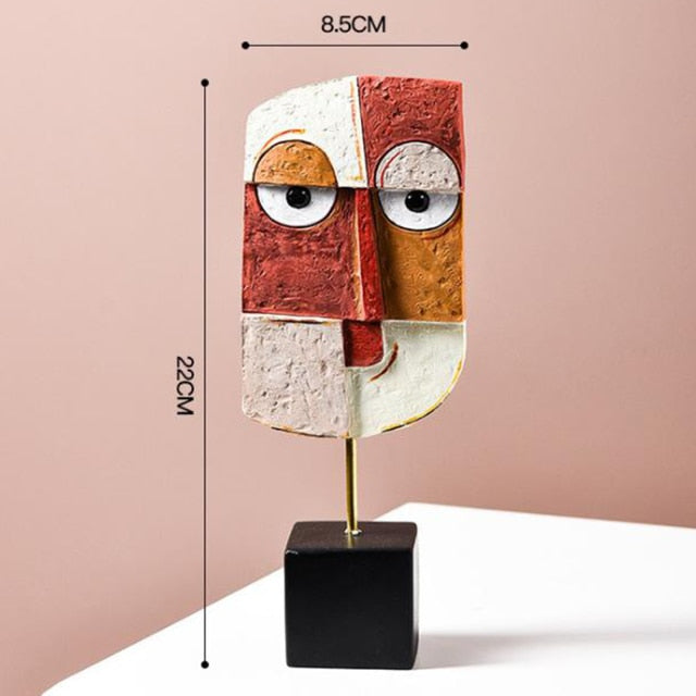 Abstract Pop Art Face Home Sculpture