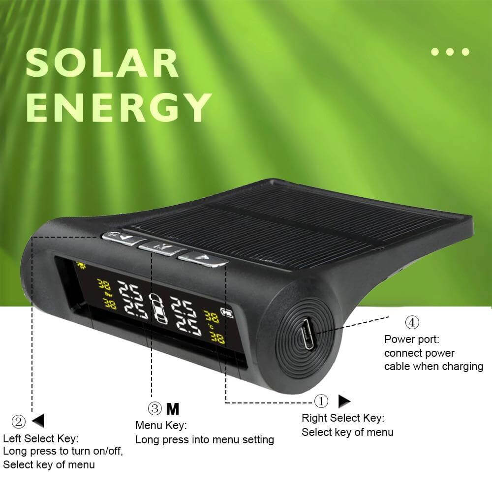 Solar Power Car Tire Pressure Sensor Monitoring System