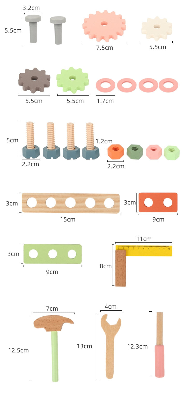 Educational Wooden Workshop Tool Toy Set - Image 9