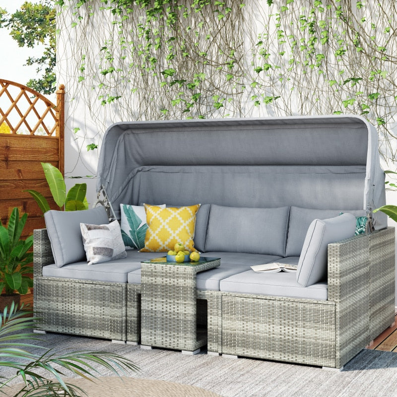 Sectional Canopy Daybed Outdoor Furniture Set