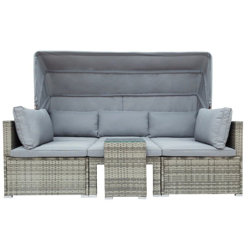 Sectional Canopy Daybed Outdoor Furniture Set - Image 2