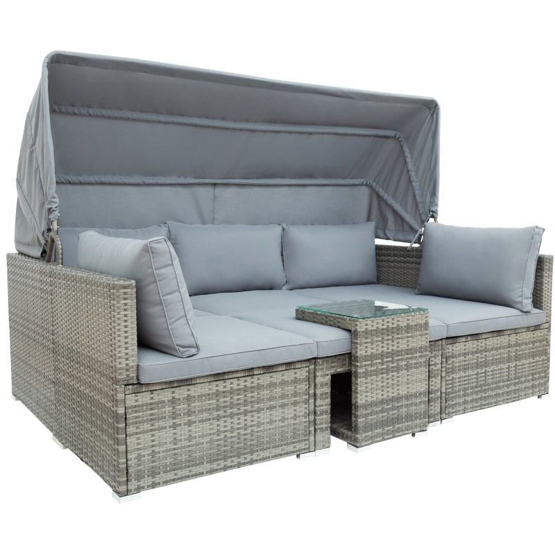 Sectional Canopy Daybed Outdoor Furniture Set - Image 11