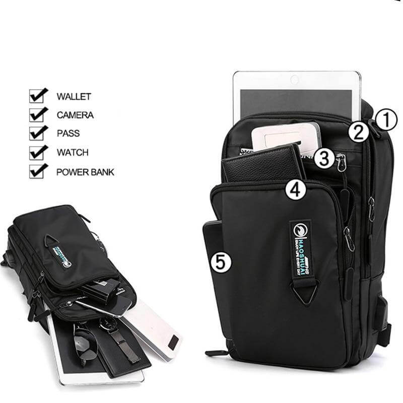 Waterproof USB Cross Body Shoulder Bag - Image 6