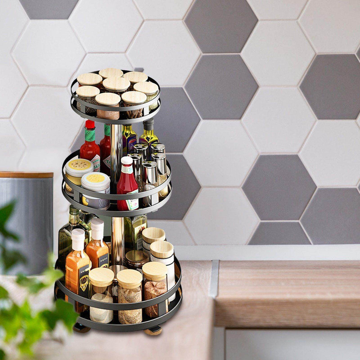 360 Rotating Kitchen Spice Storage Rack - MaviGadget