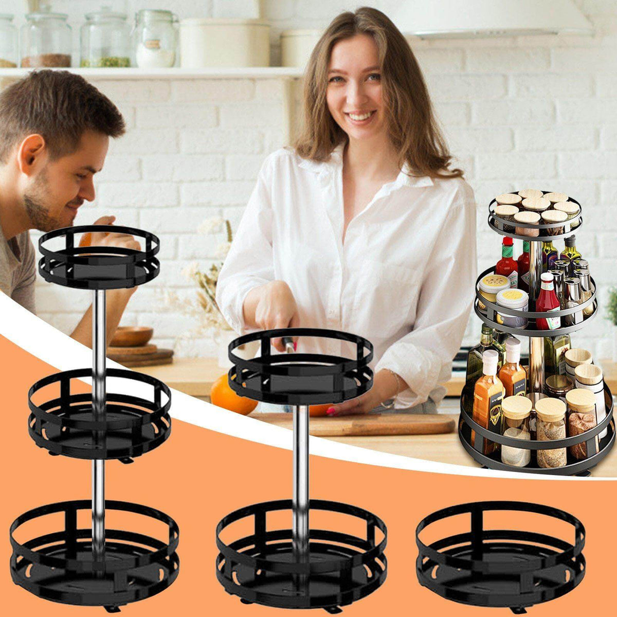 360 Rotating Kitchen Spice Storage Rack - MaviGadget