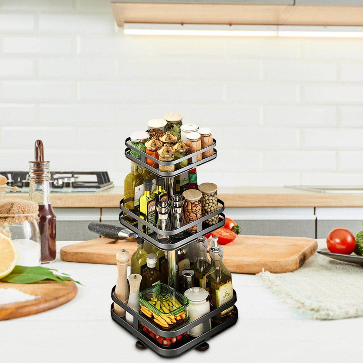 360 Rotating Kitchen Spice Storage Rack - MaviGadget