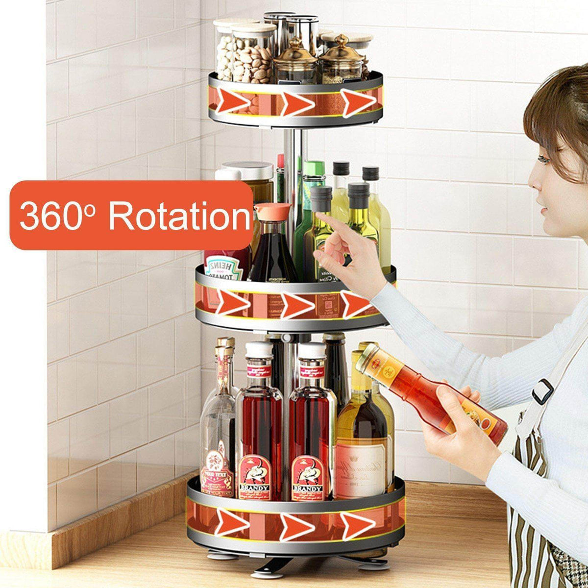 360 Rotating Kitchen Spice Storage Rack - MaviGadget