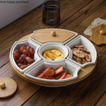 Five Grid Rotating Ceramic Breakfast Platter