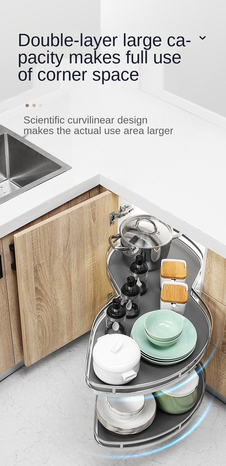 Stainless Steel Flying Corner Kitchen Cabinet - Image 9