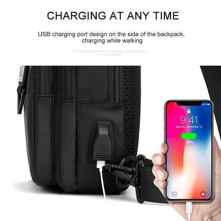 Waterproof USB Cross Body Shoulder Bag - Image 1