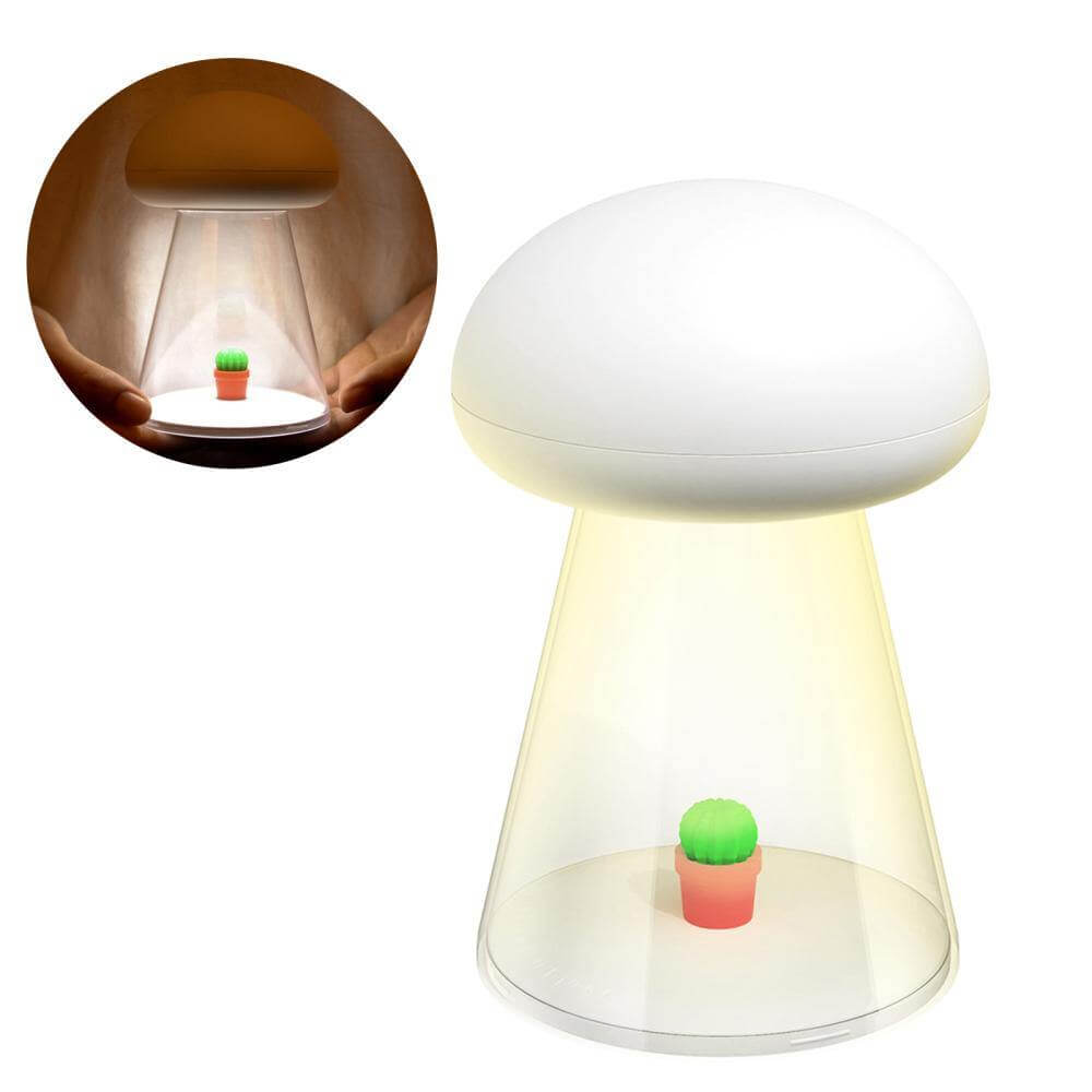 Rechargeable White Cactus USB Mushroom Night Lamp