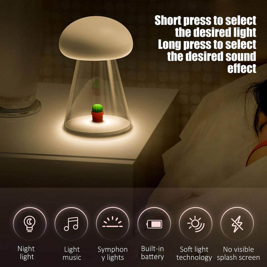 Rechargeable White Cactus USB Mushroom Night Lamp - Image 5