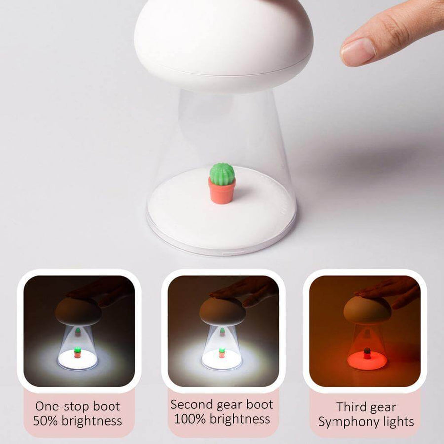 Rechargeable White Cactus USB Mushroom Night Lamp - Image 3