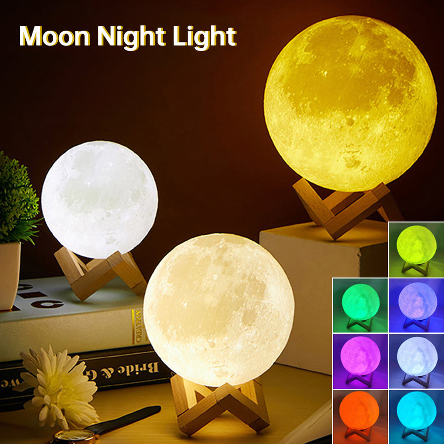 3D Light Touch Switch Rechargeable Moon Night Lamp - Image 1