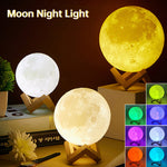 3D Light Touch Switch Rechargeable Moon Night Lamp