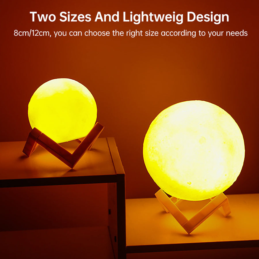 3D Light Touch Switch Rechargeable Moon Night Lamp - Image 3