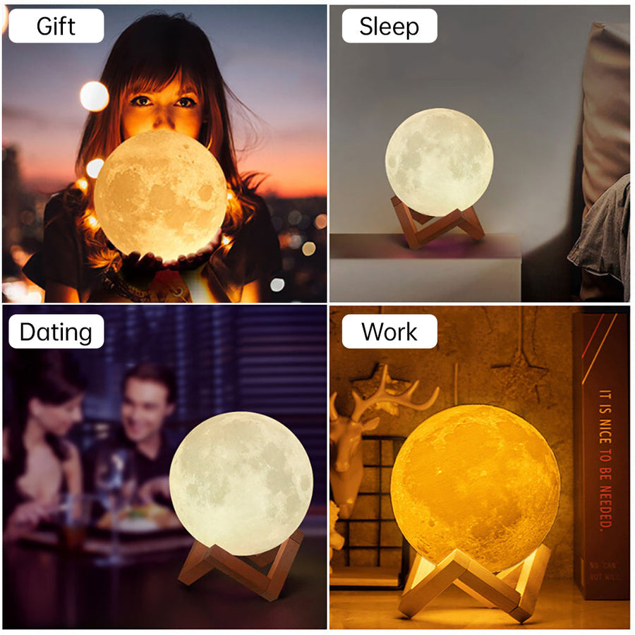 3D Light Touch Switch Rechargeable Moon Night Lamp - Image 9