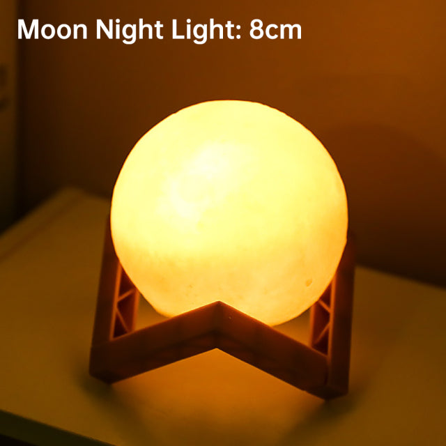 3D Light Touch Switch Rechargeable Moon Night Lamp - Image 6