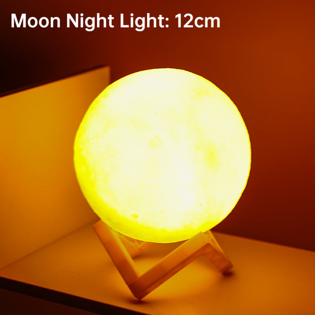 3D Light Touch Switch Rechargeable Moon Night Lamp - Image 8