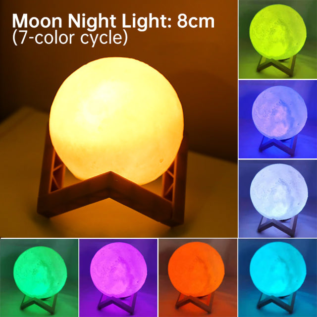 3D Light Touch Switch Rechargeable Moon Night Lamp - Image 5